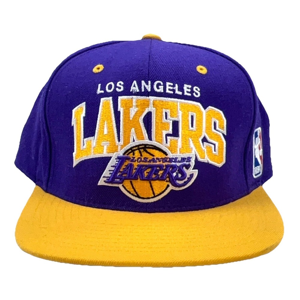 Los Angelos Lakers Hat Cap Snapback Purple Yellow Spell Out Wool Flat Bill LA